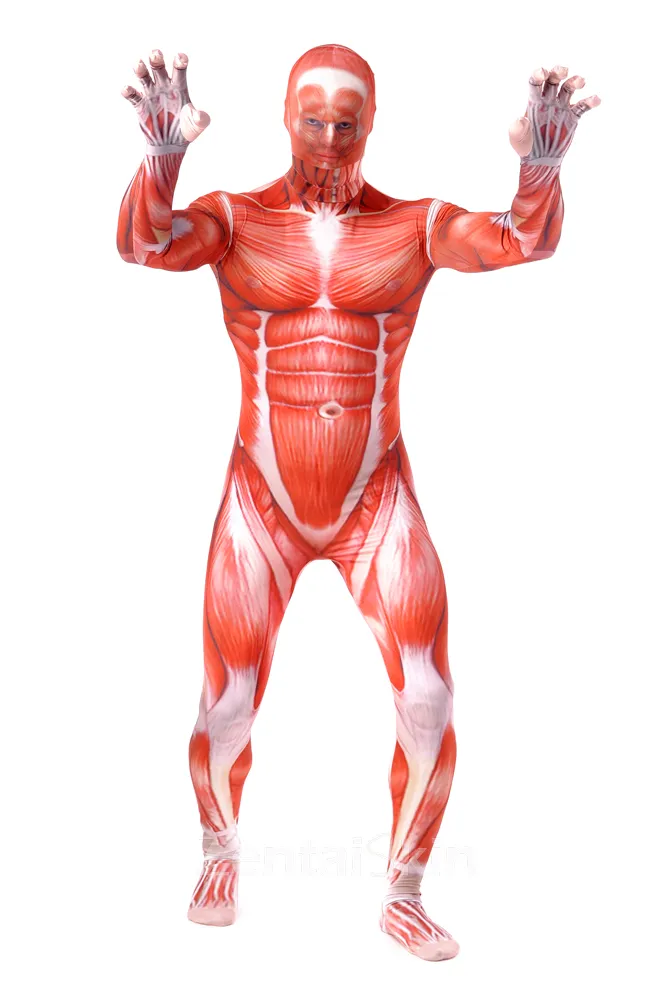 Second Skin Clothing Attack on Titan Elastic Lycra Spandex Skinsuit Full Body Muscle Fitness Zentai Catsuits