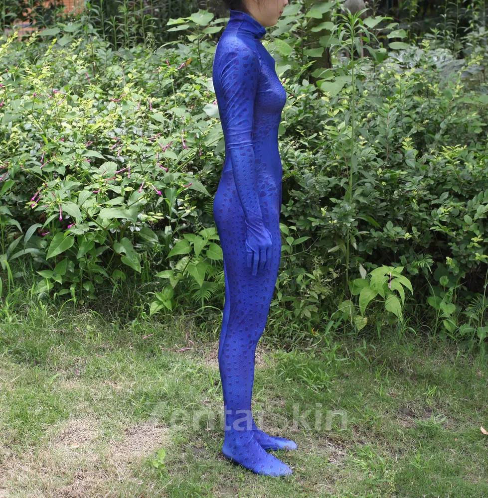 3D Printed Costume X-men Blue Spotted Magic Girl Cosplay Second Skin Full Body Zentai Catsuit Skinsuit