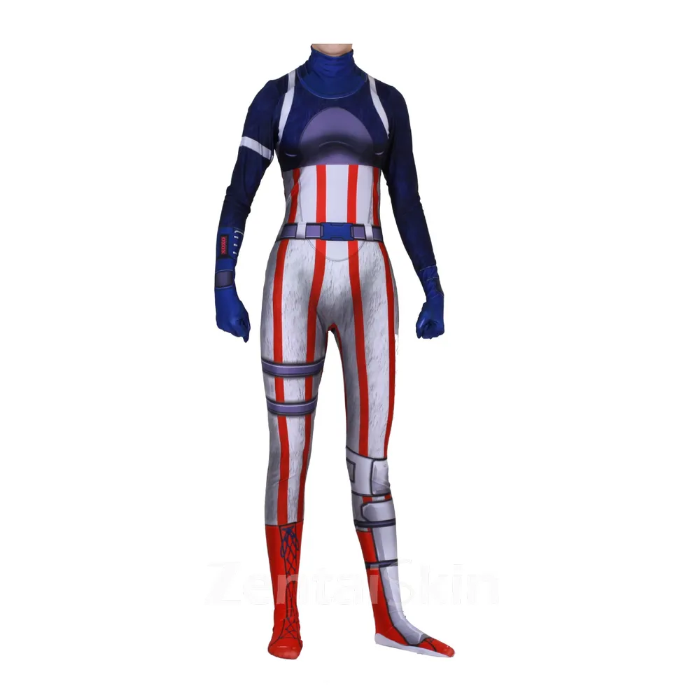 Fortress Night Blue Pink Panda Female Team Leader Zentai Catsuit Skinsuit Second-skin Clothing Tight Suit