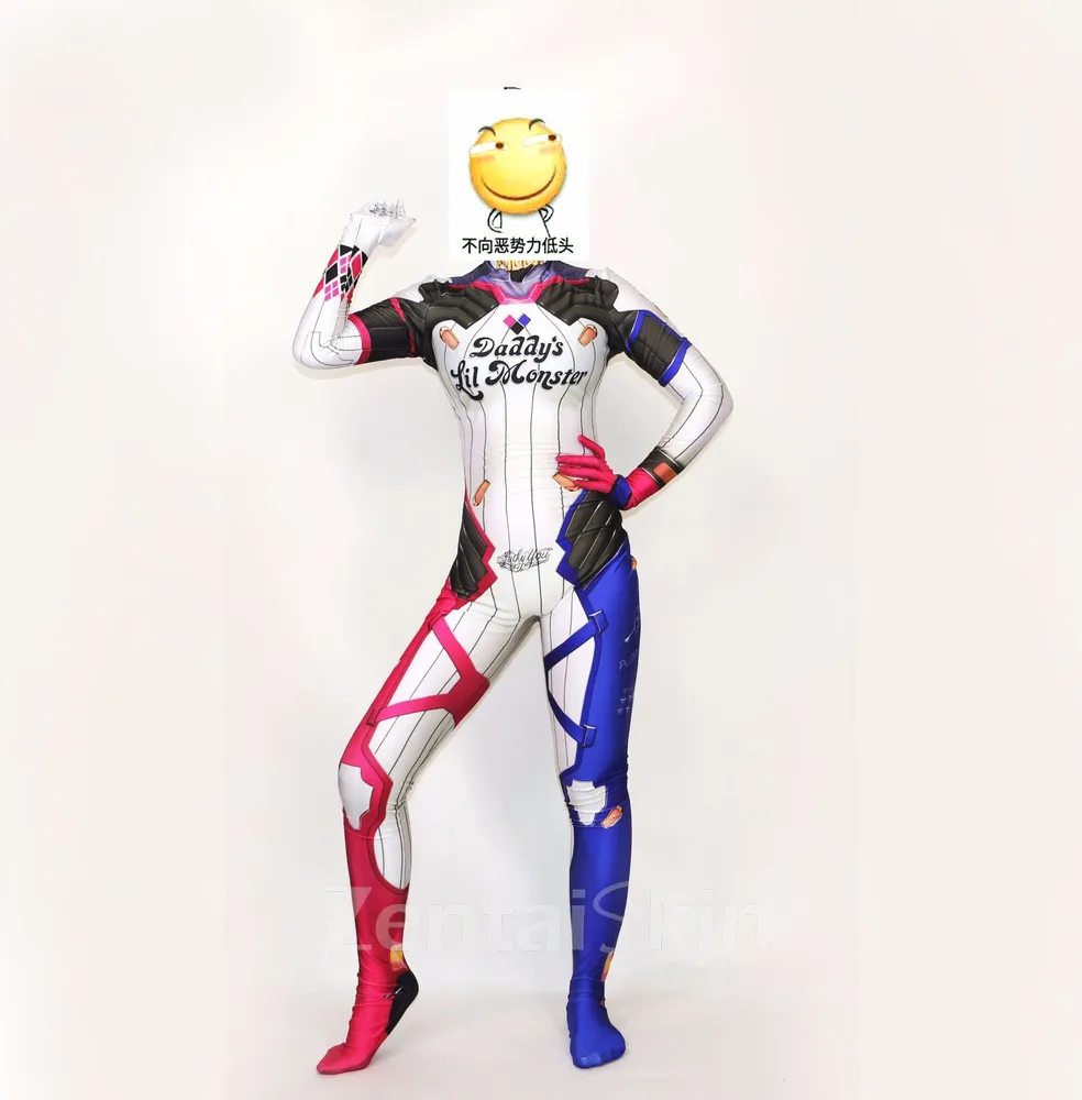 One-piece Tights Suicide Squad Harley Quinn Cosplay Zentai Catsuit Skinsuit Second-skin Clothing Customized