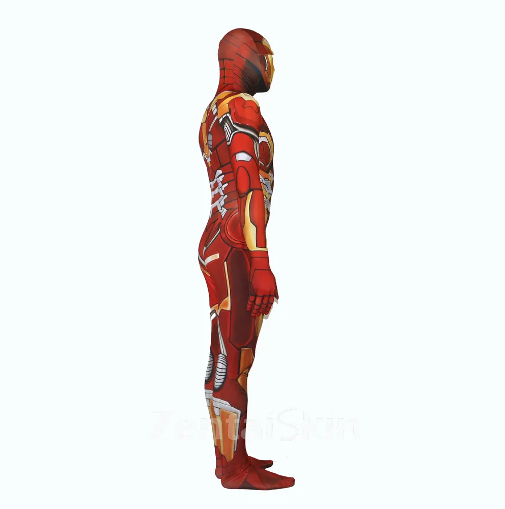 Second Skin 3D Printing Comics Wei Iron Man Cosplay One-piece Leotard Halloween Tight Outfits with Mask