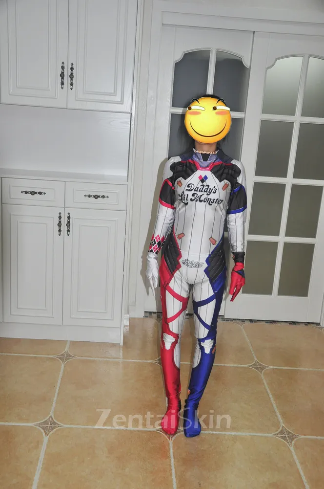 One-piece Tights Suicide Squad Harley Quinn Cosplay Zentai Catsuit Skinsuit Second-skin Clothing Customized