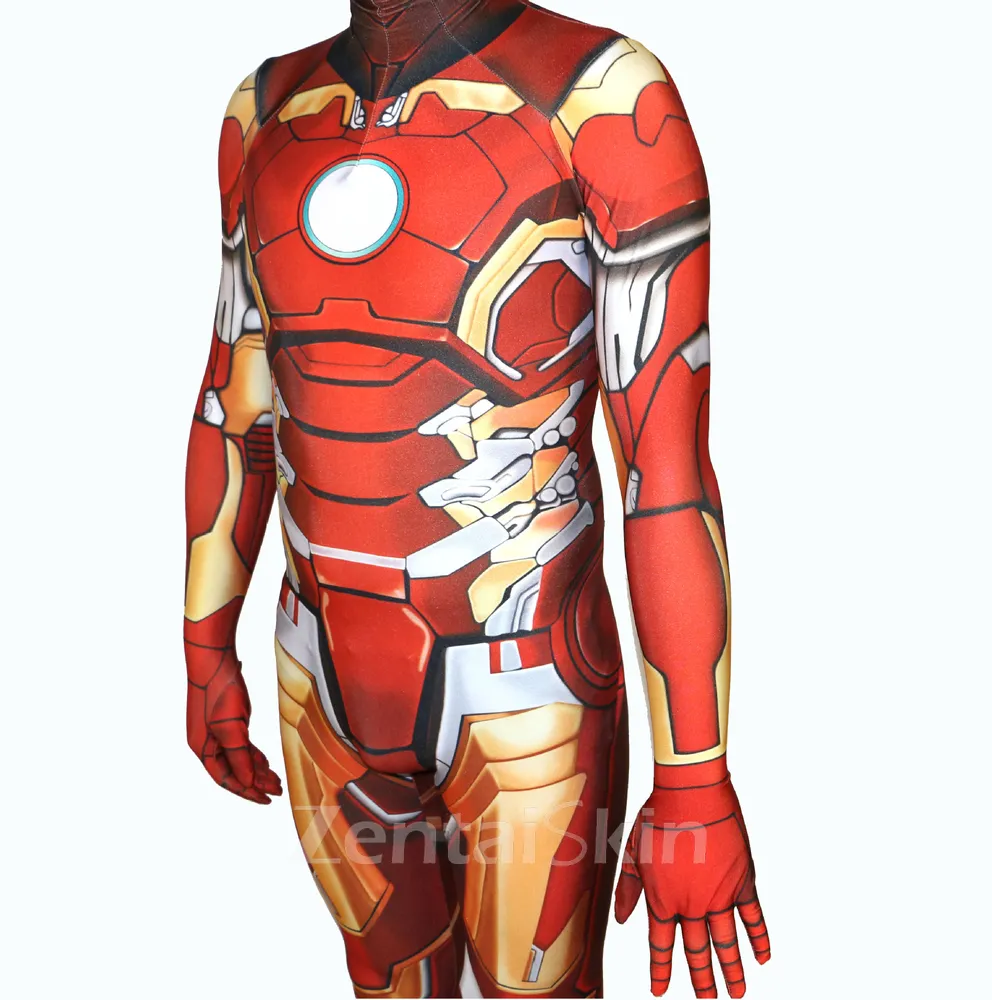 Second Skin 3D Printing Comics Wei Iron Man Cosplay One-piece Leotard Halloween Tight Outfits with Mask