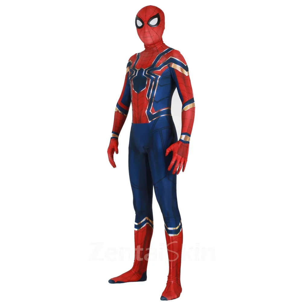 Steel Spiderman Second Skin Full Body 3D Printing Spider Halloween Cosplay Zentai Catsuit Skinsuit