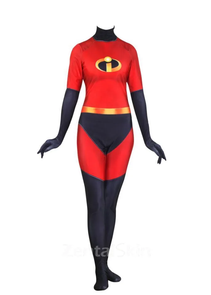 Incredible 2 Elastic Superwoman One-piece Second Skin Full Body Zentai Catsuit Skinsuit