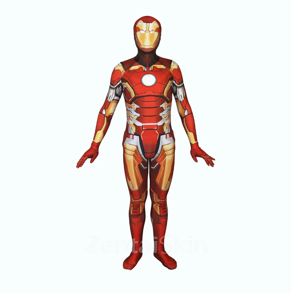 Second Skin 3D Printing Comics Wei Iron Man Cosplay One-piece Leotard Halloween Tight Outfits with Mask
