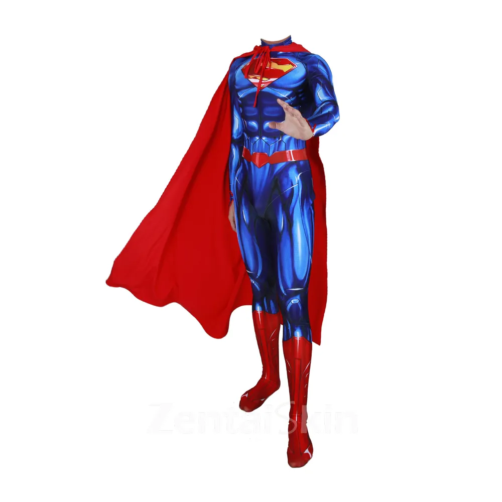 Superman Costume Comics Movie Hero Leotard Cosplay Second Skin Full Body Anime Zentai Catsuit Skinsuit