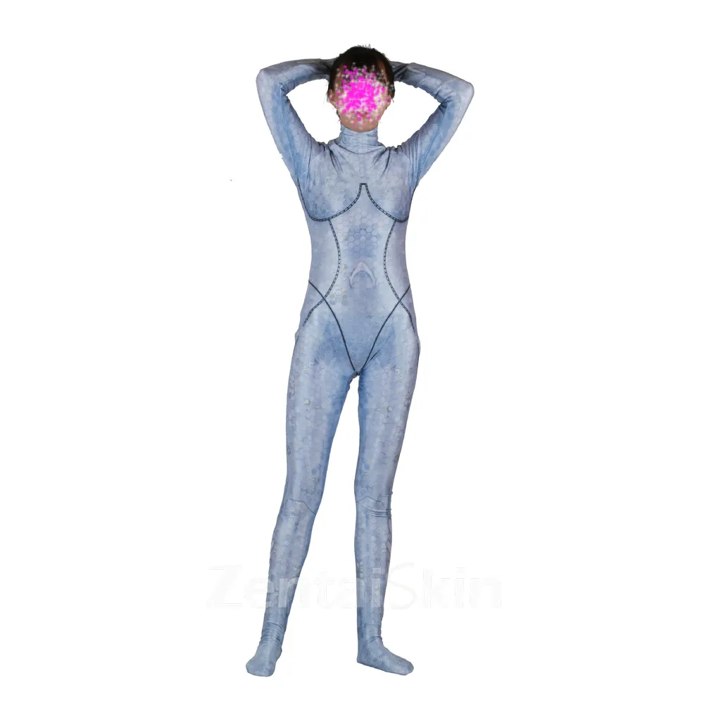 Sea Queen Atlana Queen Cosplay Costume One-piece Tight Second Skin Full Body Zentai Catsuit Skinsuit