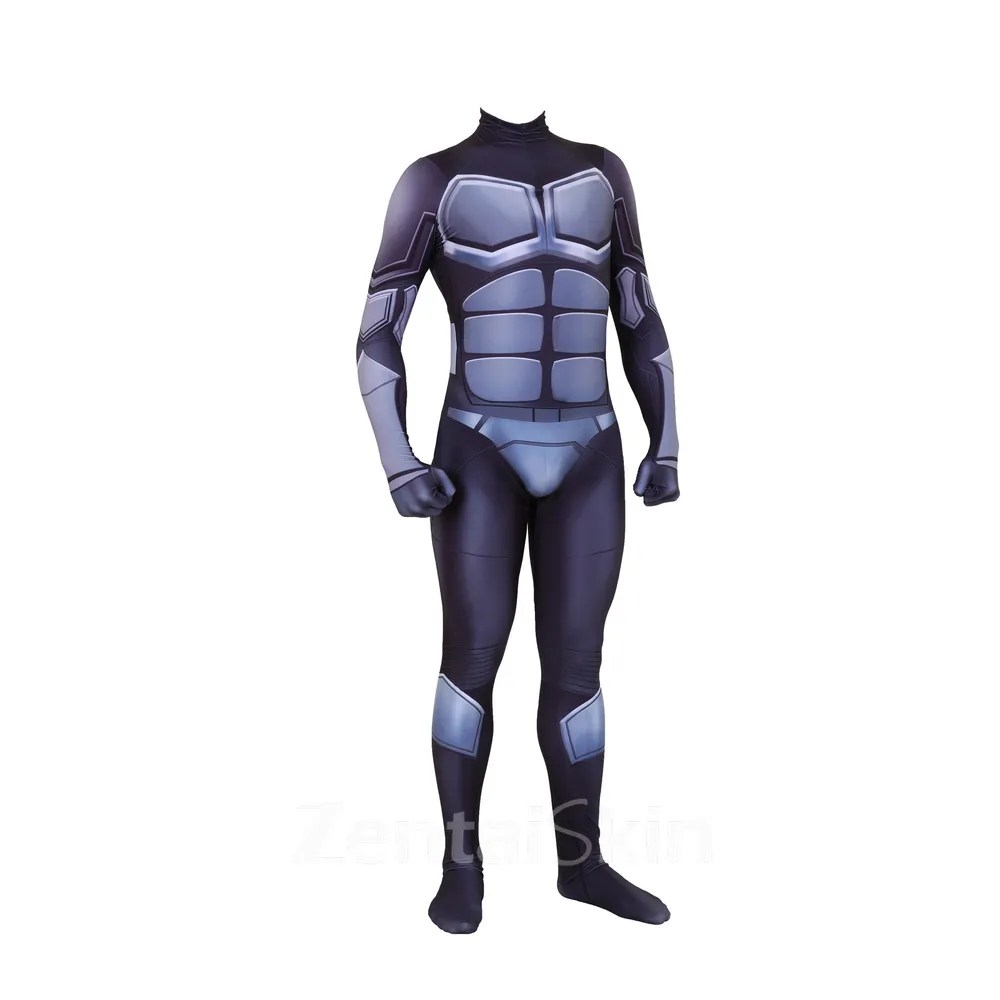the Boy Hero Black Robe Pickets Cosplay One-piece Zentai Catsuit Skinsuit Second-skin Clothing