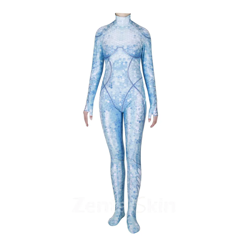 Sea Queen Atlana Queen Cosplay Costume One-piece Tight Second Skin Full Body Zentai Catsuit Skinsuit