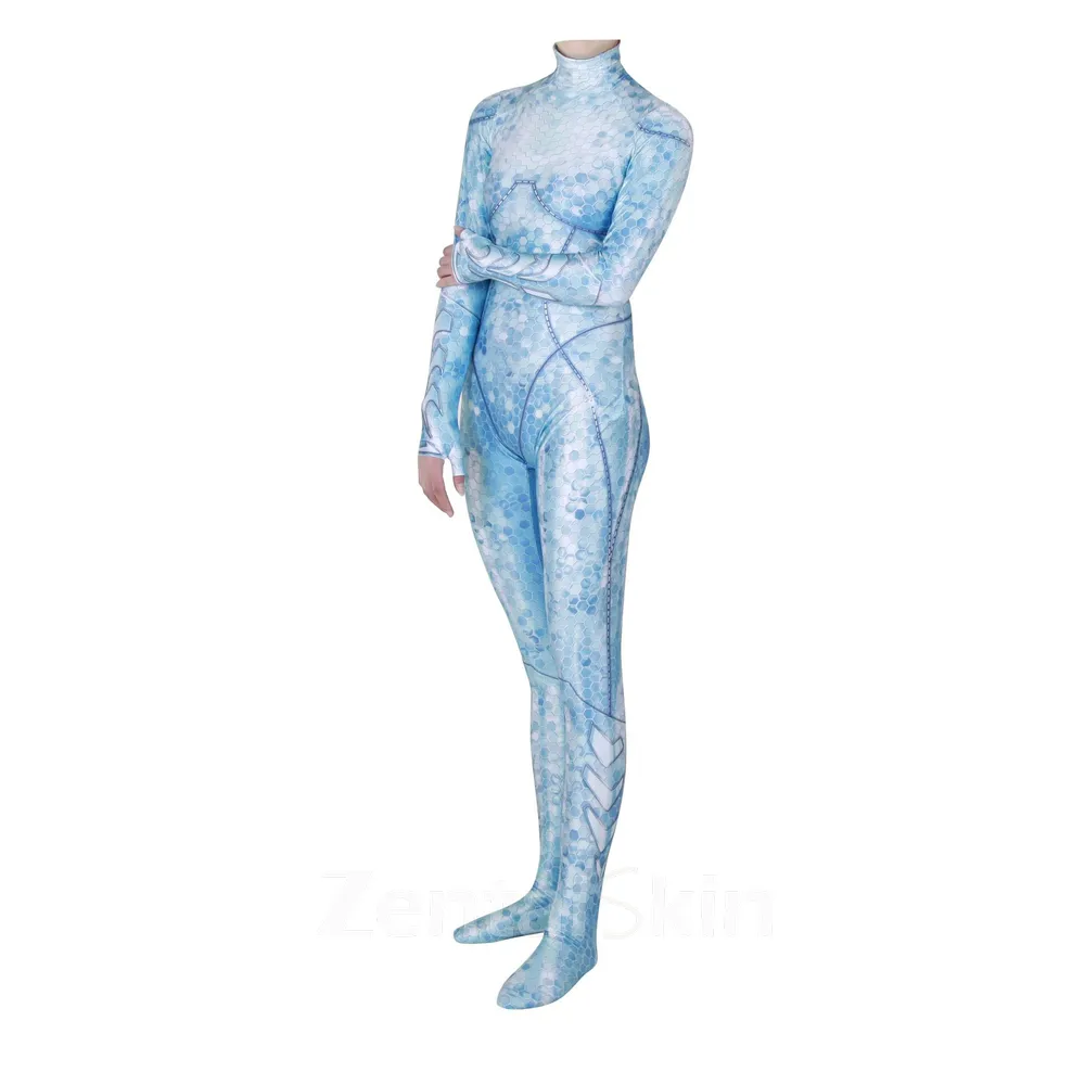 Sea Queen Atlana Queen Cosplay Costume One-piece Tight Second Skin Full Body Zentai Catsuit Skinsuit