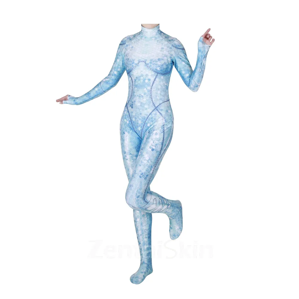 Sea Queen Atlana Queen Cosplay Costume One-piece Tight Second Skin Full Body Zentai Catsuit Skinsuit