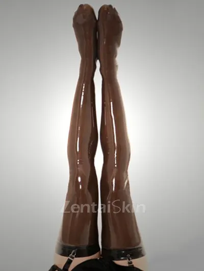 Second Skin Women Fashion Pure Coffee Latex Stockings