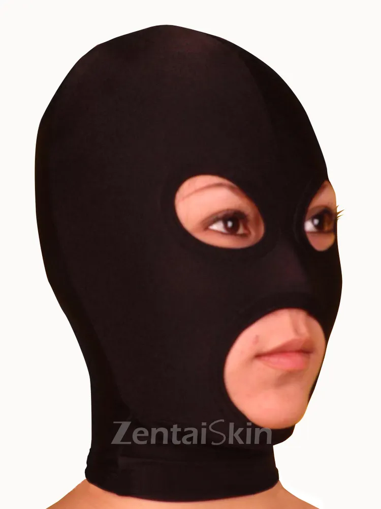 Second Skin Black Eye Opened Mouth Opened Spandex Mask