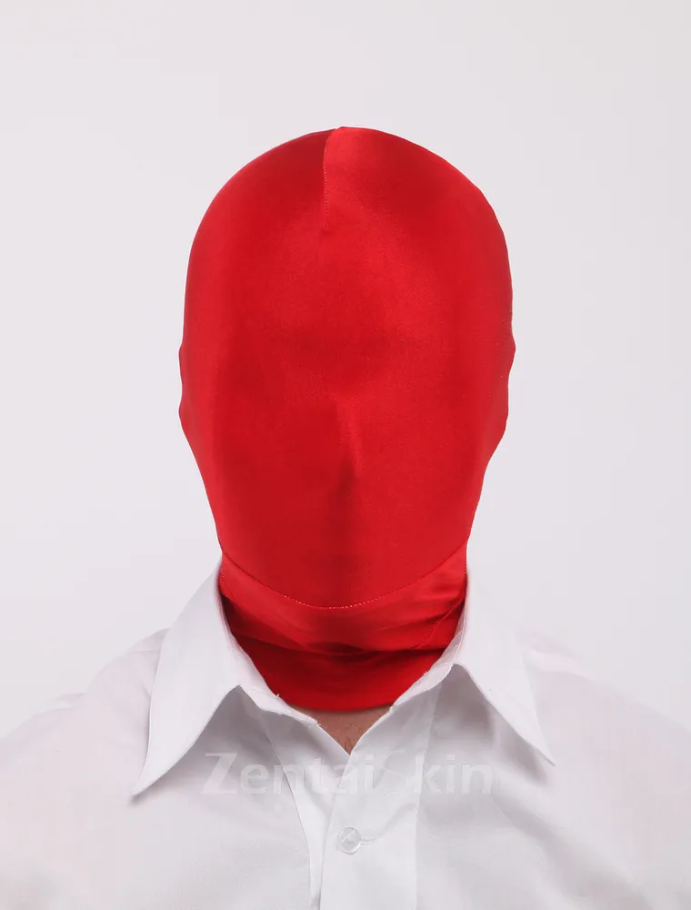 Second Skin Red Unicolor Lycra Hoods Spandex Hood