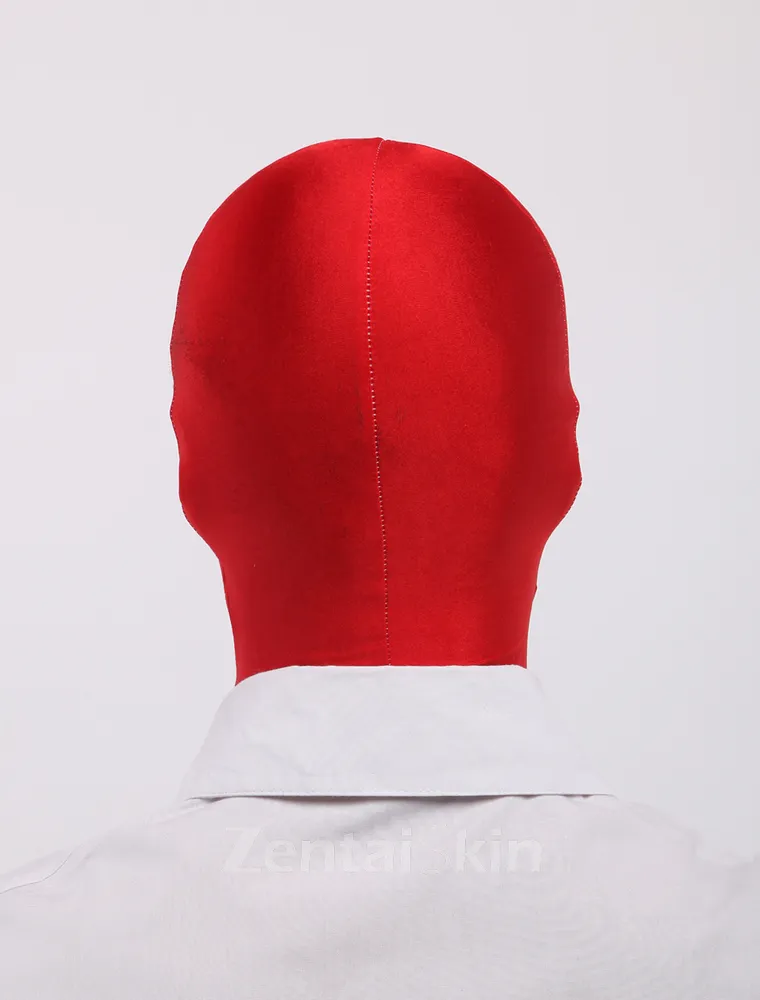 Second Skin Red Unicolor Lycra Hoods Spandex Hood