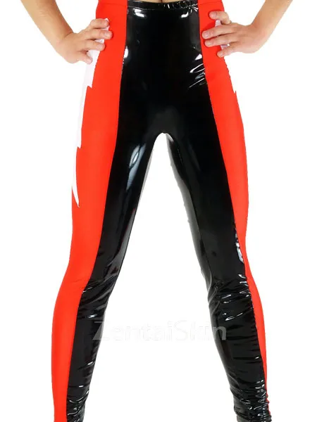 Second Skin Wetlook PVC Clothing Red Black White Wetlook PVC Pants