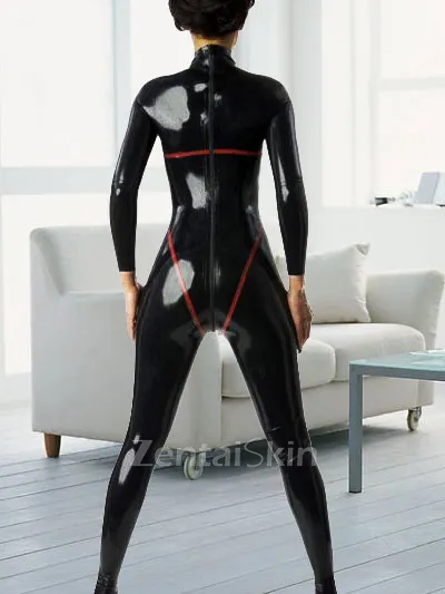 Second Skin Fetish Latex Sexy Latex Clothing Black Long Sleeves Catsuit