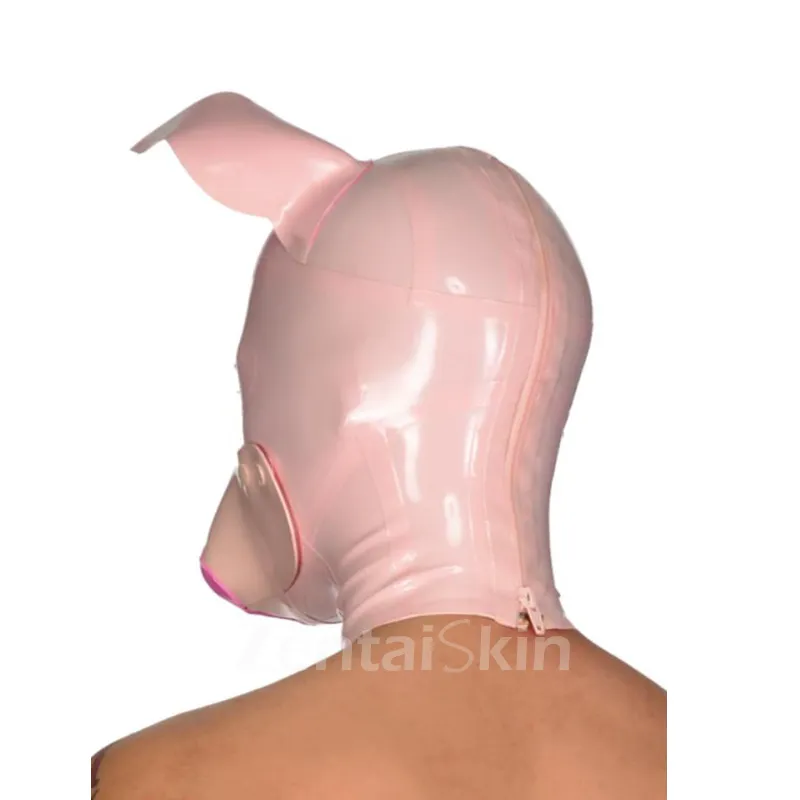 Second Skin Natural Latex Head Cover Latex Piglet Mask