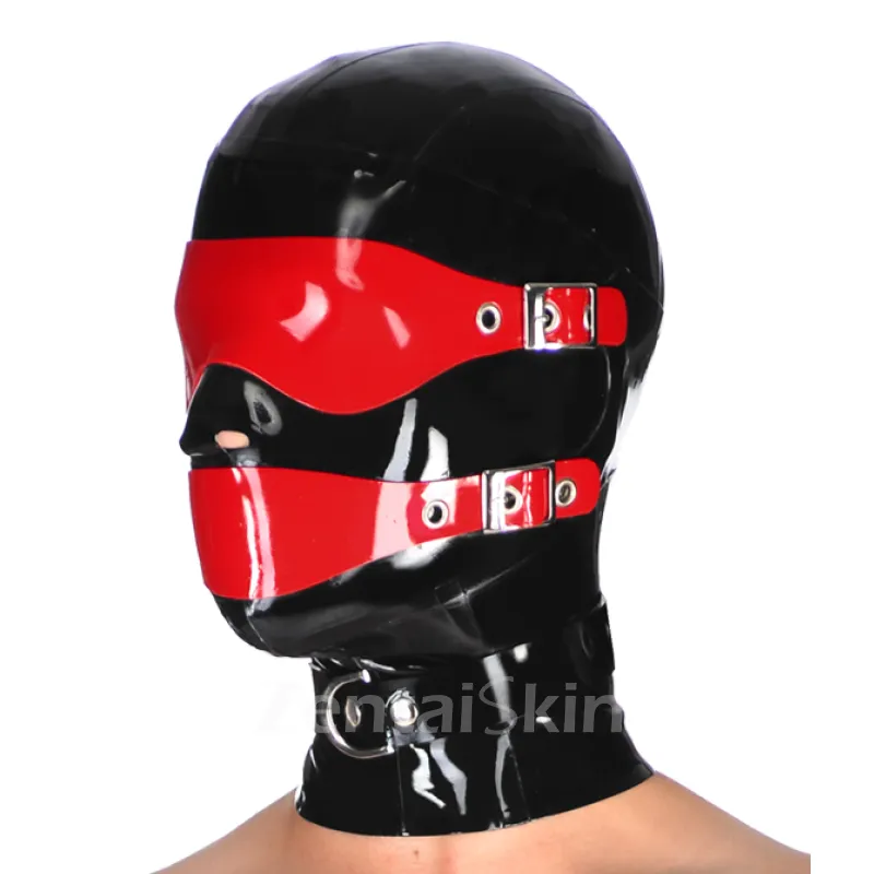 Second Skin Natural Latex Head Cover Mobile Eye Mask Latex Suffocation Head Cover Detachable