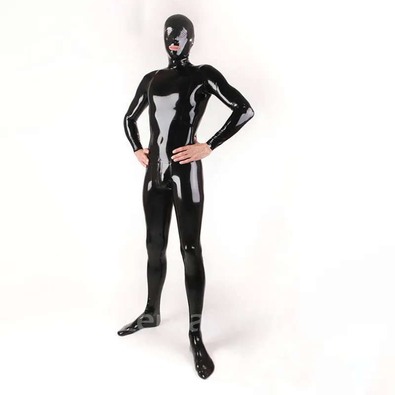 Rubber Fetish Latex Clothing Cross-dresser Second Skin Full Body Microhole Visible Head Cover Latex Catsuit