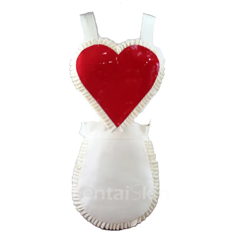 Second Skin Sexy Natural Latex Dress Women Red Maid Dresses Short Dress Pseudonym Crossdressing Latex Dresses