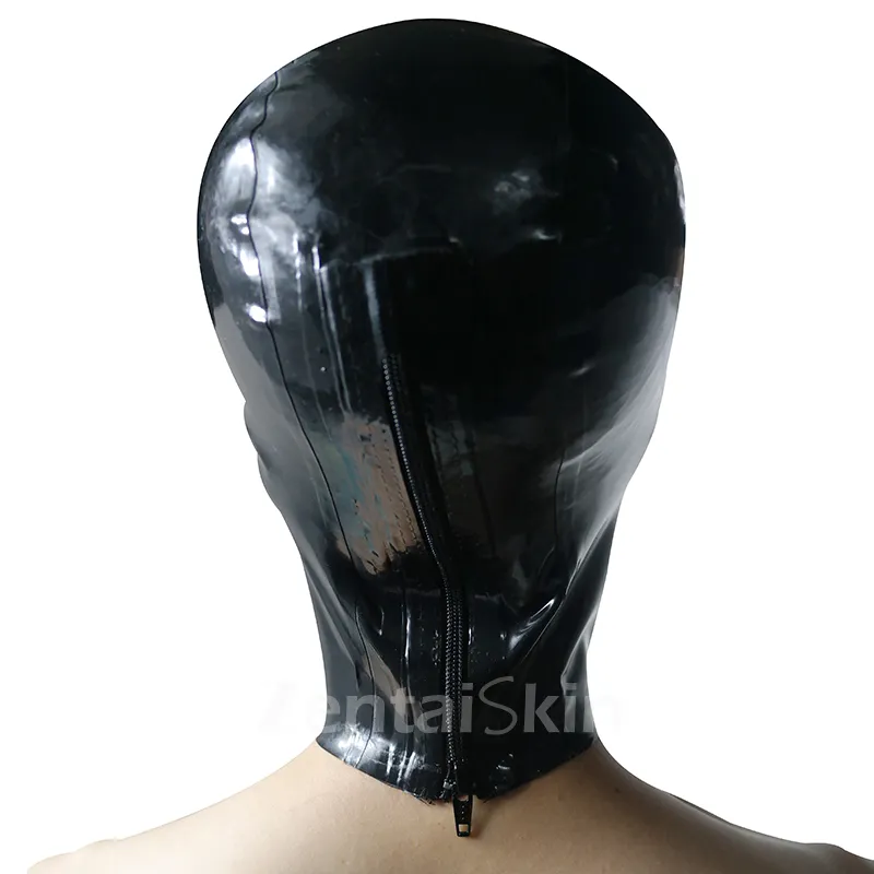 Second Skin Natural Latex Head Cover Mouth Mask CD Crossdressing Women Asphyxiation Mask