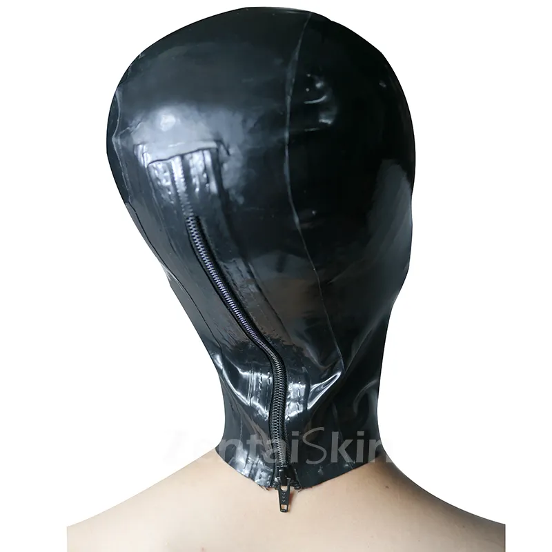 Second Skin Natural Latex Head Cover Mouth Mask CD Crossdressing Women Asphyxiation Mask
