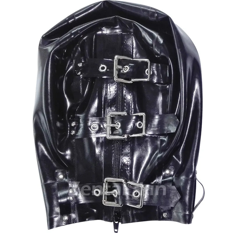 Second Skin Natural Latex Full Ball Mask Latex Suffocation Head Cover Open Mouth Mask Full Set