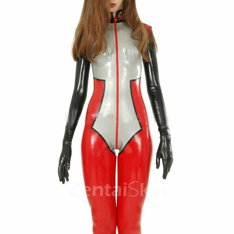 Rubber Fetish Latex Clothing 3D Fake Breast Asphyxiation Bondage Second Skin Full Body Catsuit