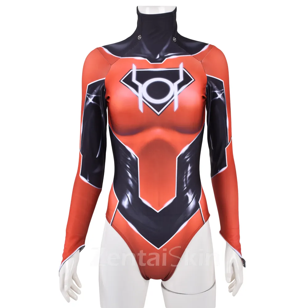 Second Skin Red Lantern Supergirl Cosplay Costume Female Hero Costume