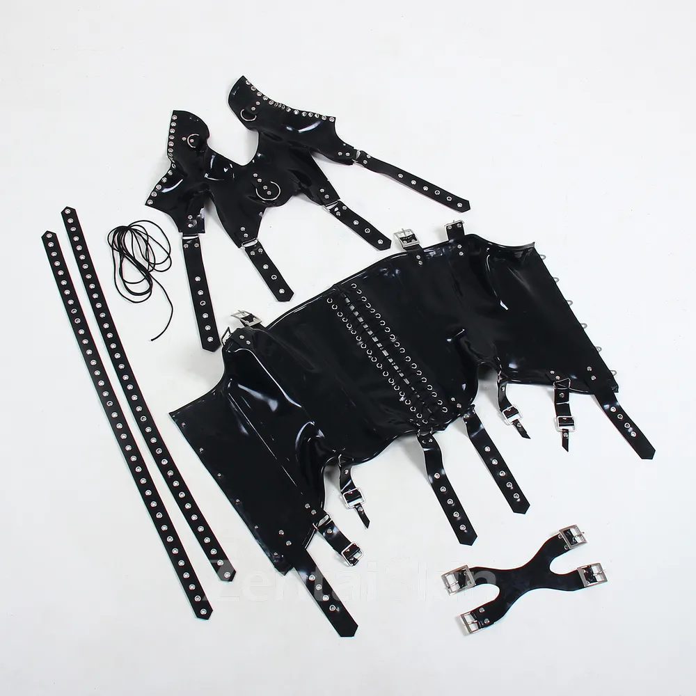 Second Skin Sexy Natural Latex Garment Neck Cover Crotch Belt Girdle One Size