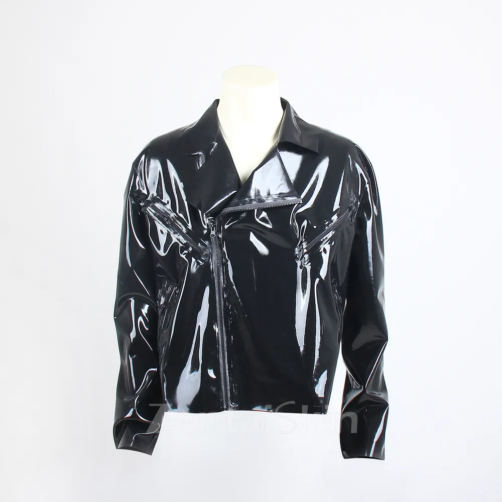 Second Skin Long Sleeved Black Latex Clothing Natural Latex Fashion Jacket