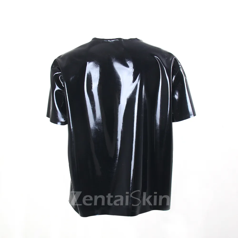 Second Skin Fetish Latex Clothing Half-length Sleeves T-shirt Latex Top