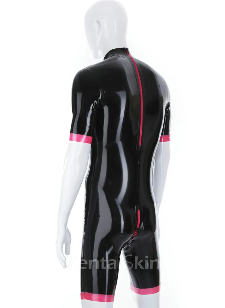 Half Sleeve Half Pants Bodysuit Second Skin Fetish Blacktights Athletic Wear Latex Bodysuits Handmade