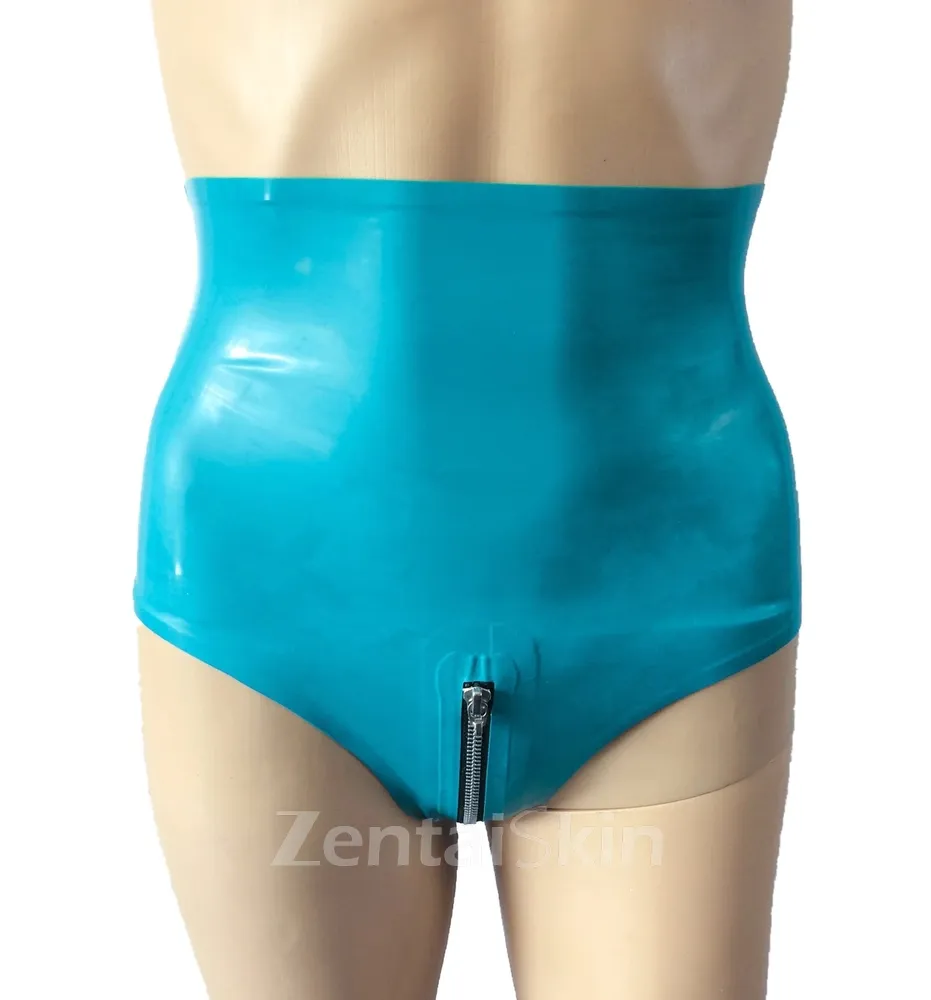 Second Skin Fetish Latex Clothing Fashion Shorts High Waisted Crotch Zip Panties Women Fetish Latex Underwear