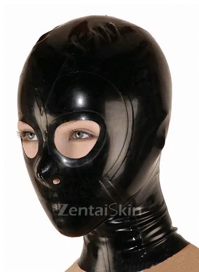 Latex Hood Mask Costumes Red Latex Mask Fetish Eyes Open Nose Holes for Adults Second Skin Hoods Handmade