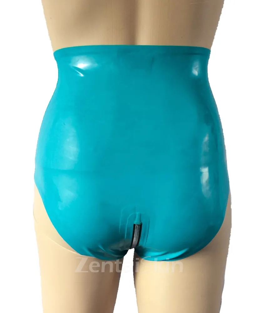 Second Skin Fetish Latex Clothing Fashion Shorts High Waisted Crotch Zip Panties Women Fetish Latex Underwear