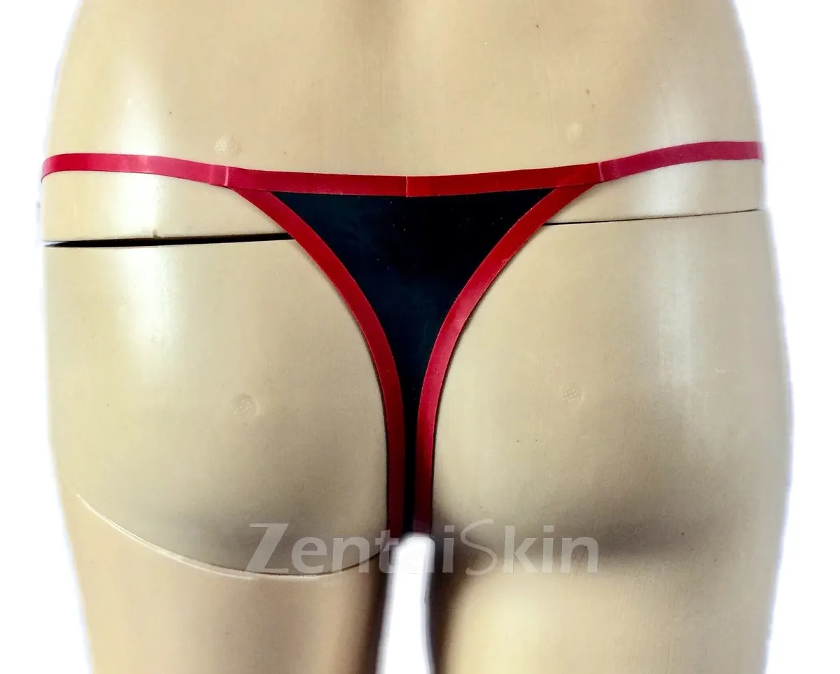 Second Skin Fashion Natural Latex Clothing Black Red Latex Fetish Underwear Panties Shorts Thong Briefs Customise for Women