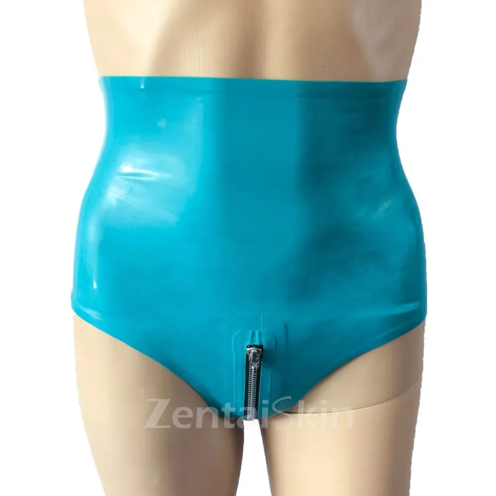 Second Skin Fetish Latex Clothing Fashion Shorts High Waisted Crotch Zip Panties Women Fetish Latex Underwear