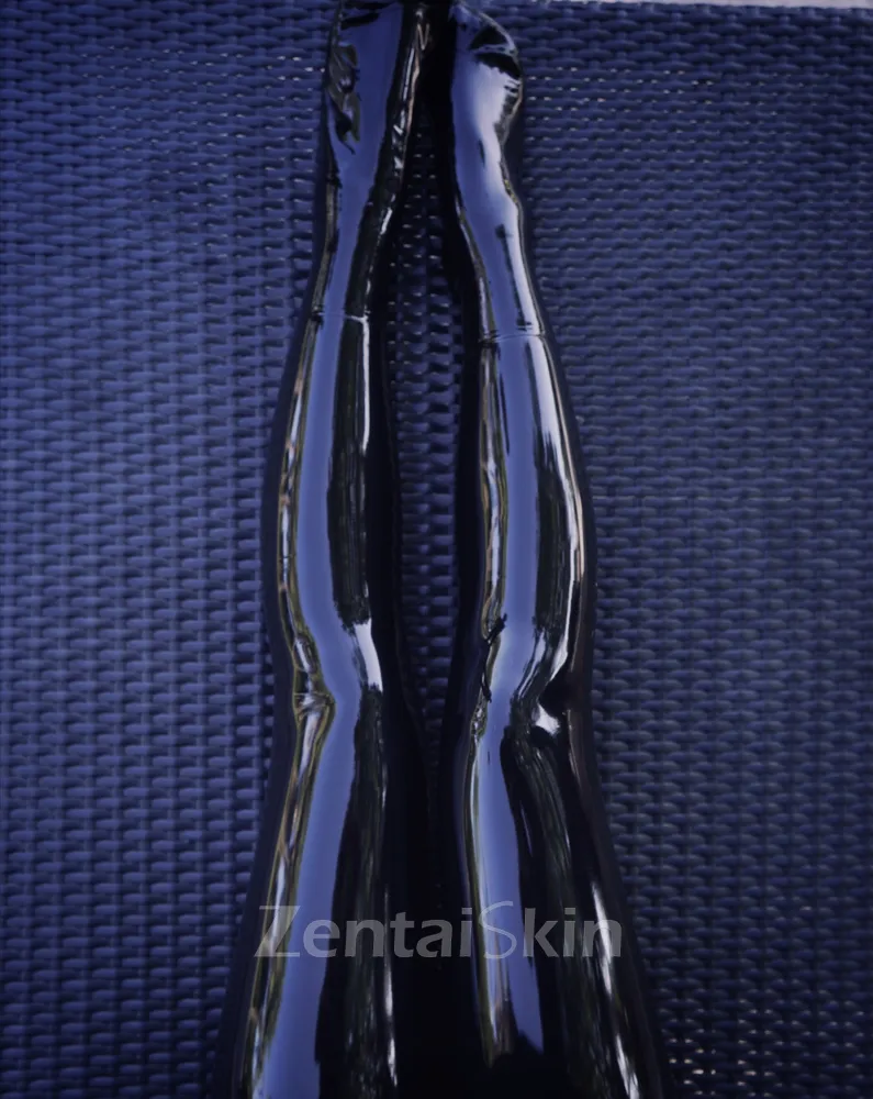 Second Skin Fetish Natural Latex Clothing Tights Latex Stocks Women Black Long Stockings