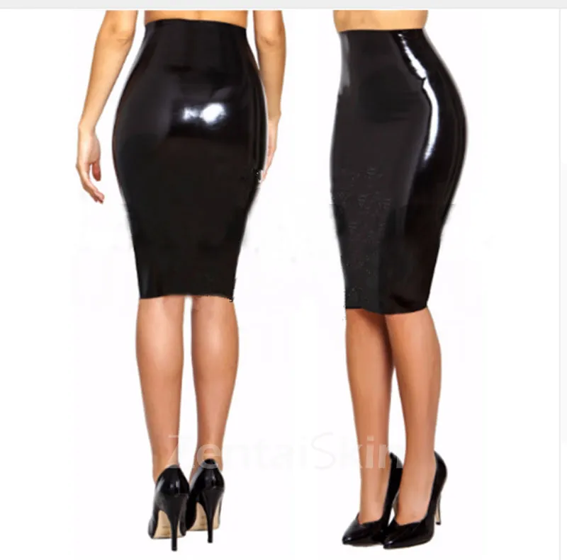 Female Natural Latex Clothing Black Latex Skirt Woman Sexy Second Skin Fetish Short Skirts