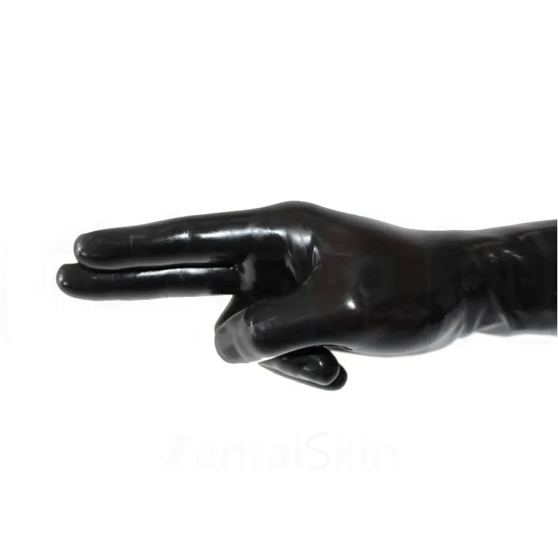 Second Skin Fetish Latex Gloves Black Short Gloves Unisex Seamless Latex Gloves