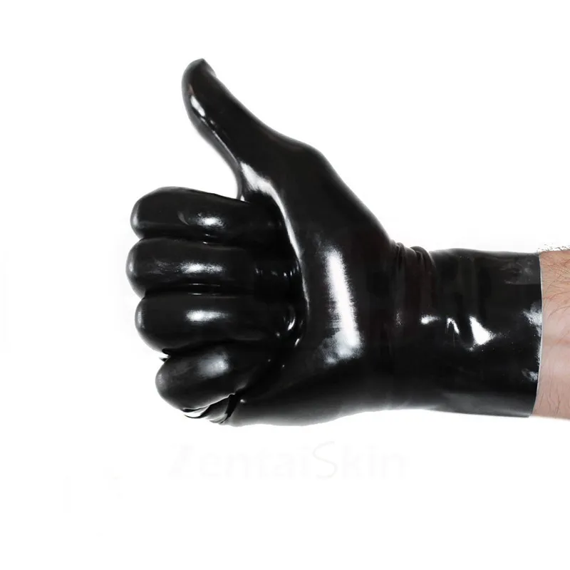 Second Skin Fetish Latex Gloves Black Short Gloves Unisex Seamless Latex Gloves