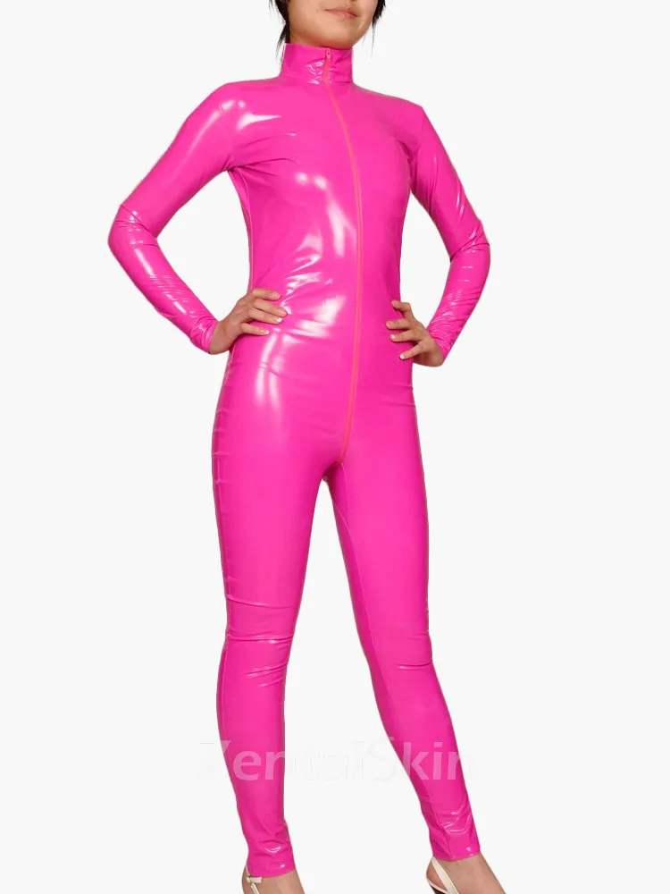Black Long Sleeves High Collar Front Zipper Catsuit Zentai Second-skin Clothing Customize