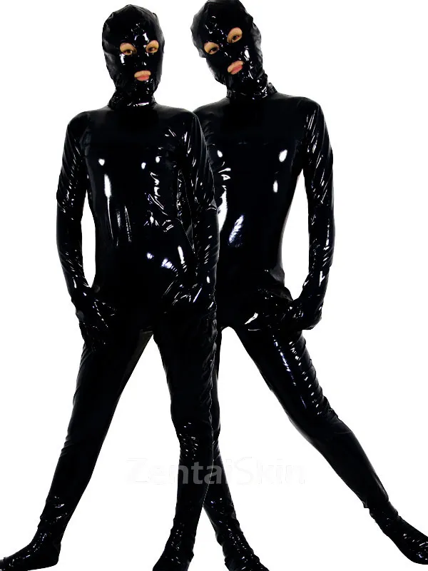 Unisex Skinsuit Wetlook Unitard PVC Catsuit Black Zentai Second-skin Full Body Open Eyes Open Mouth Latex Look Skinsuit Wetlook Unitard PVC Catsuit