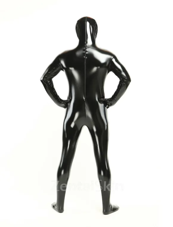 Black Unisex Skinsuit Wetlook Unitard PVC Zentai Second-skin Full Body Catsuit