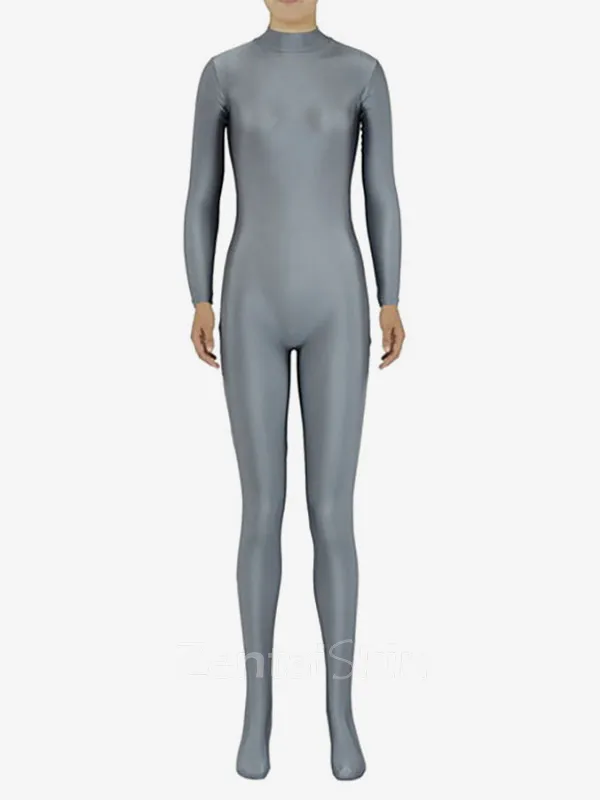 Grey Women Costume Lycra Skinsuit Spandex Catsuit Zentai Unitard Second-skin Clothing