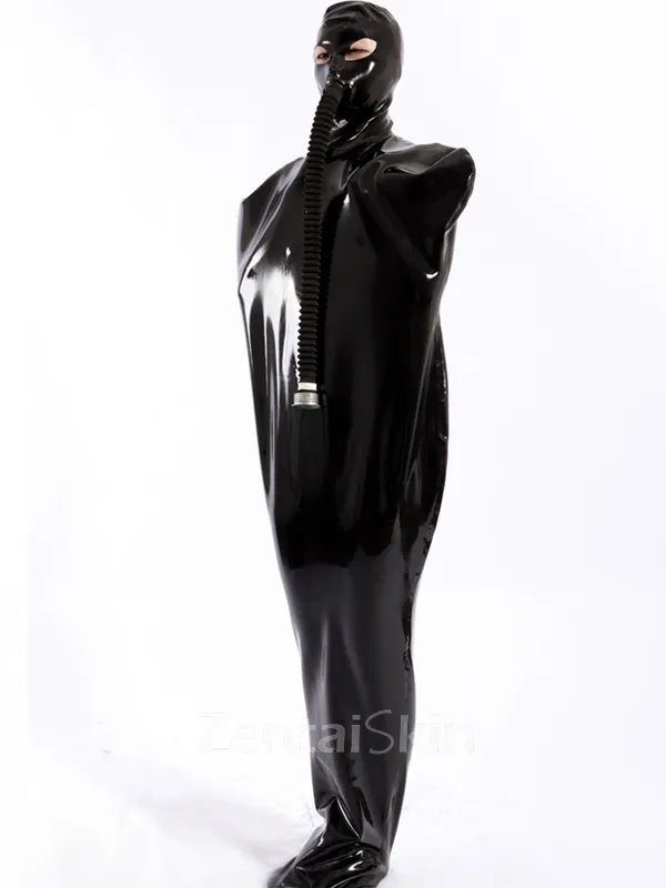 Natural Latex Black Sleevesless Catsuit Unisex Second Skin Full Body Latex Catsuit