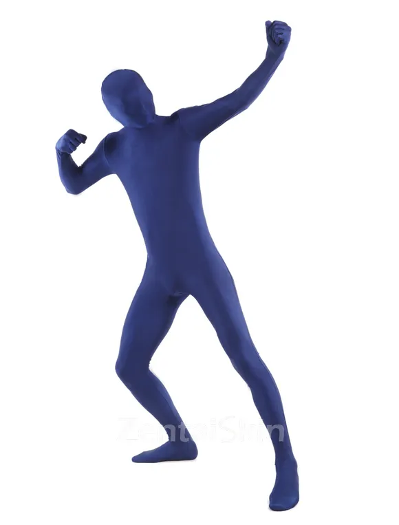 Navy Blue Second Skin Full Body Lycra Skinsuit Spandex Catsuit Zentai Unitard